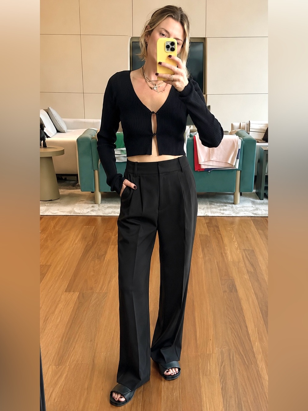 Favorite Daughter The Favorite Pant The Petite Pant High Waist Size 12 Black - Picture 3 of 15